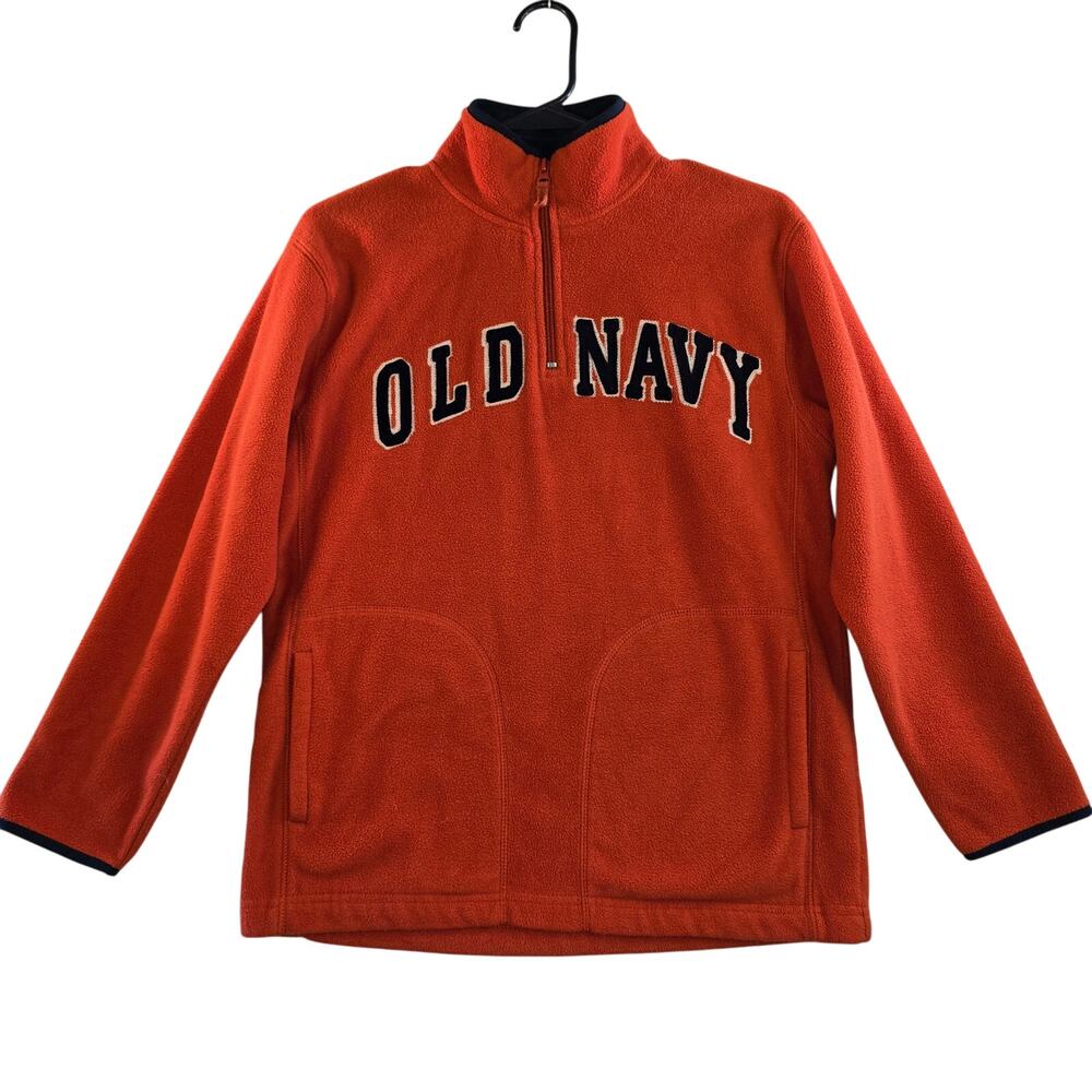 Vintage Y2K Old Navy Youth Orange Fleece Quarter Zip Size L